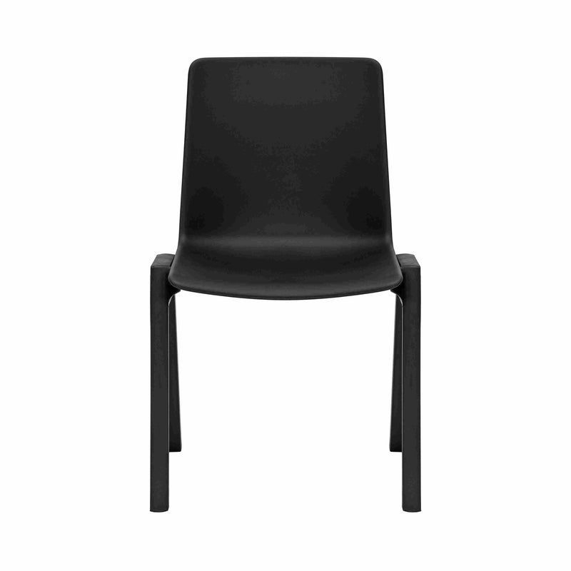 Academy Stacking Chair in black shell front angled view