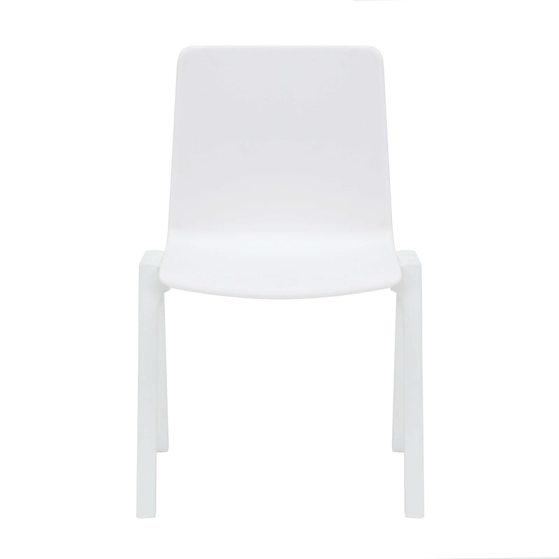 Academy Stacking Chair in white shell front angled view