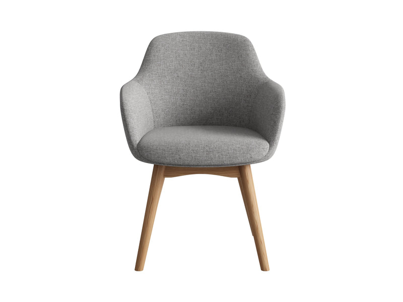 Aspen Timber 4 Leg Chair in light grey fabric front angled view