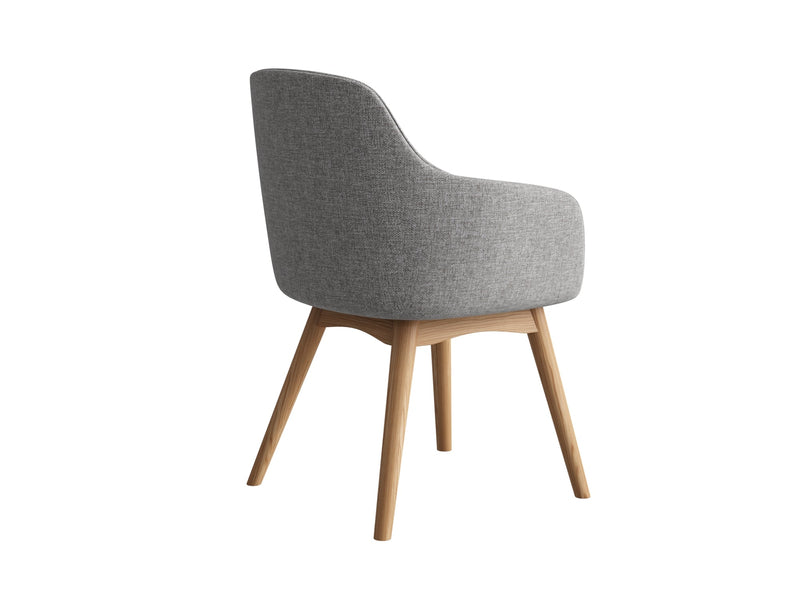 Aspen Timber 4 Leg Chair light grey fabric side view with oak legs