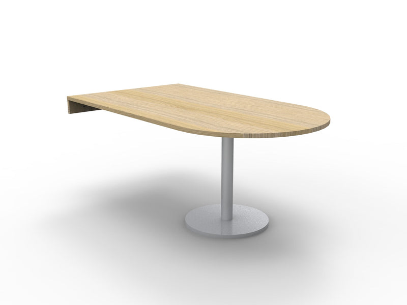 Estilo D End Table natural oak top with stainless steel disc base