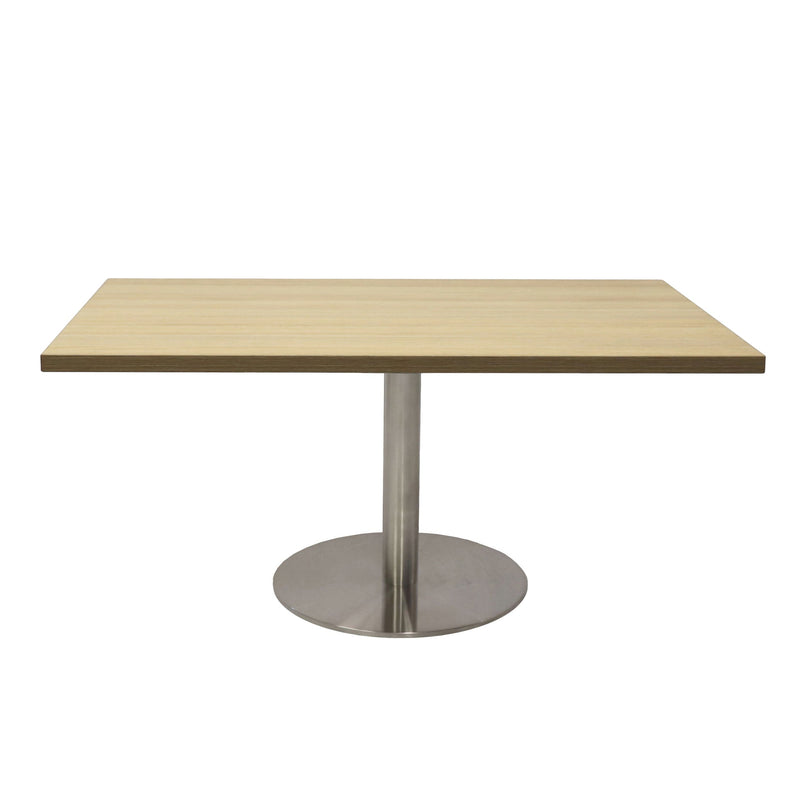 Estilo Square Coffee Table natural oak top with stainless steel disc base