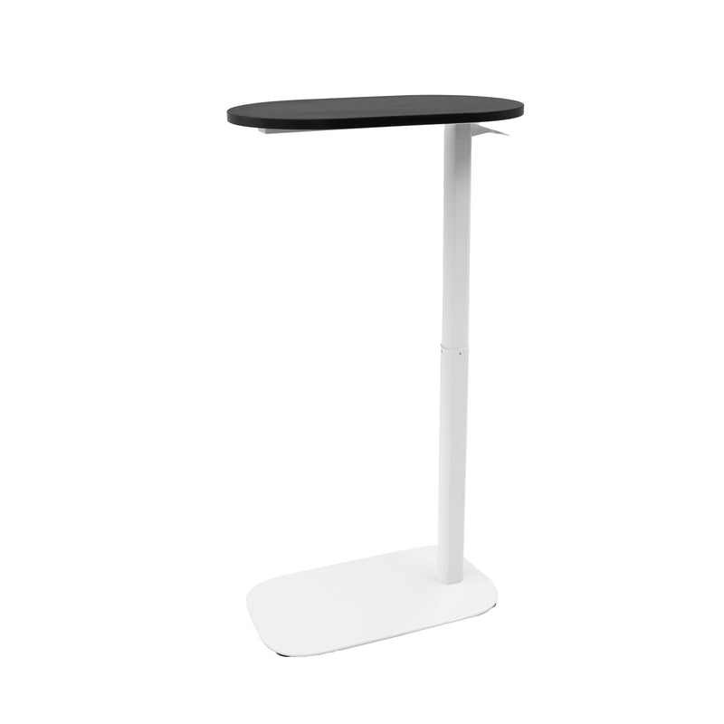 EOS Height Adjustable Side Table black melamine top with white frame