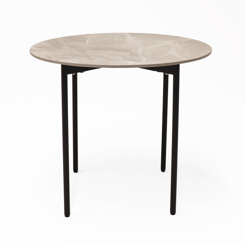 Nido Stone Side Table side view with cross brace underframe