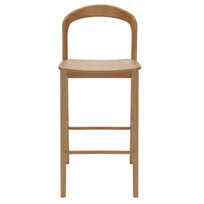 Nodo High Stool American Oak angled view showing seat and backrest