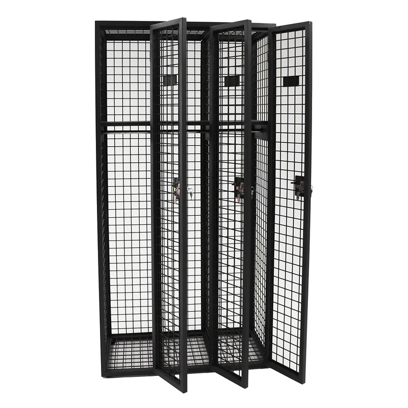 Steel Mesh 3 Door Locker detail view of lockable mesh storage