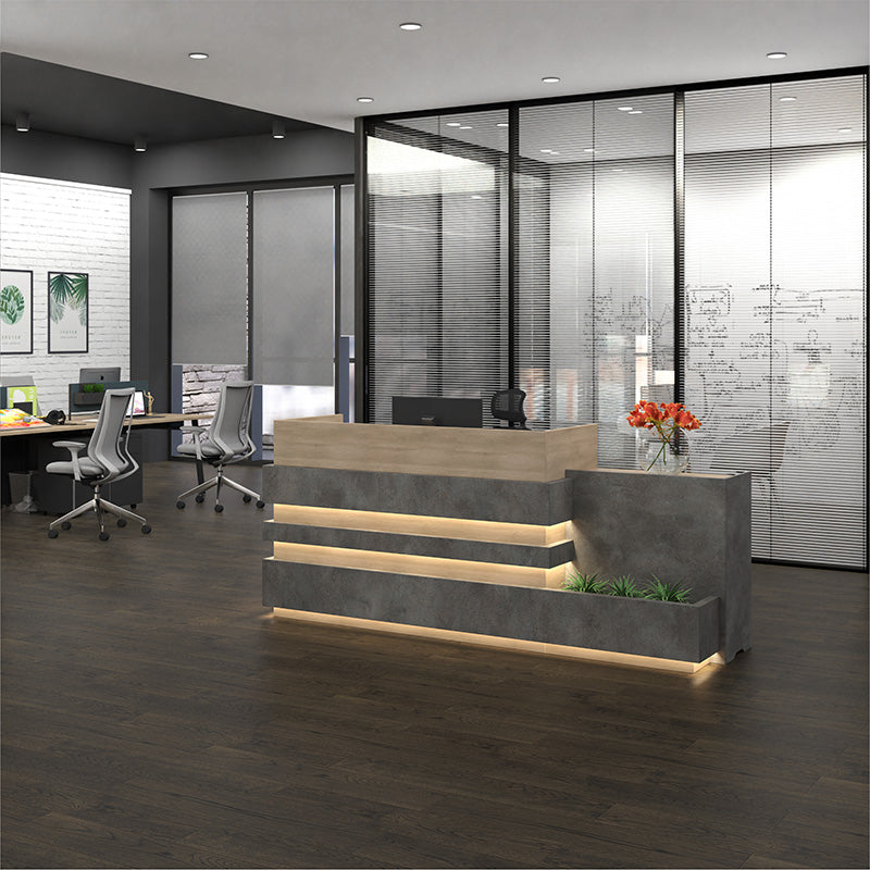 KERAN Reception Desk 1.8M Right Panel - Acacia & Carbon Grey Colour
