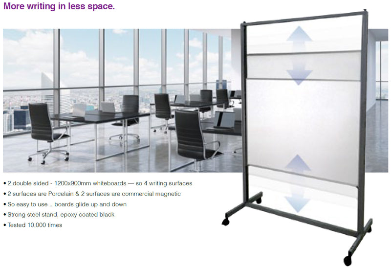 Aspire Vertical Sliding Whiteboard - pimp-my-office-au