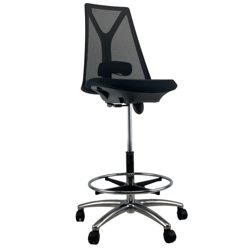 VOGUE-Black-MIDNIGHT-Mesh-Chrome-Base-Drafting-Office-Chair 