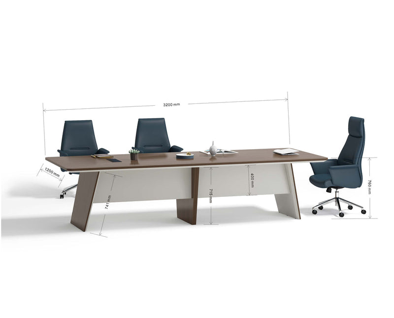 ANDERS Boardroom Table 3.2M - Australian Gold Oak & Beige