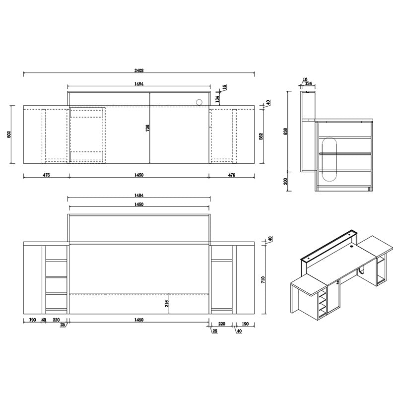 CONELLI Reception Desk 240cm - Light Walnut
