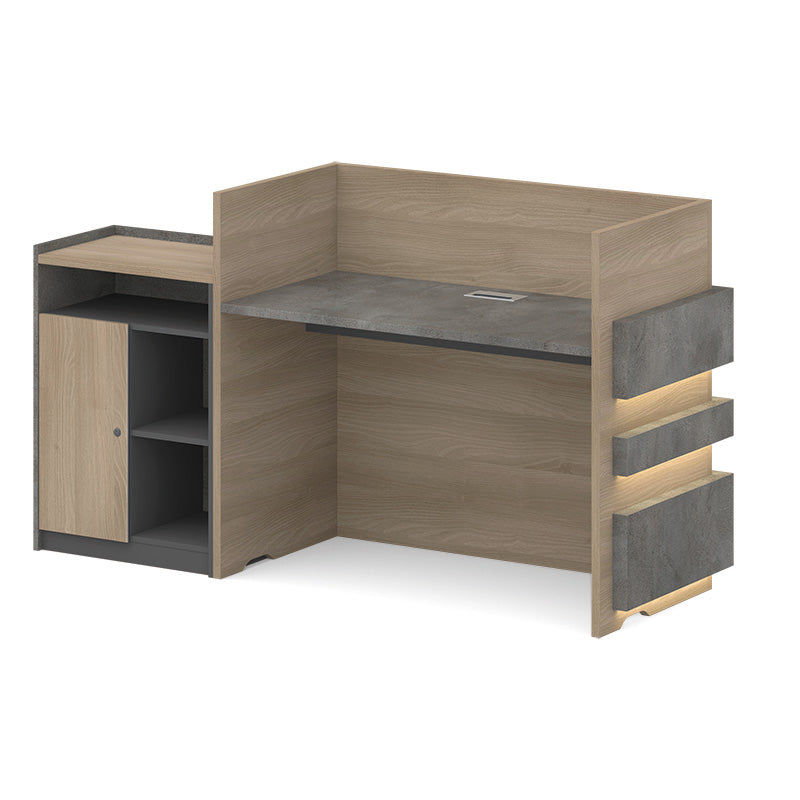 KERAN Reception Desk 1.8M Right Panel - Acacia & Carbon Grey Colour