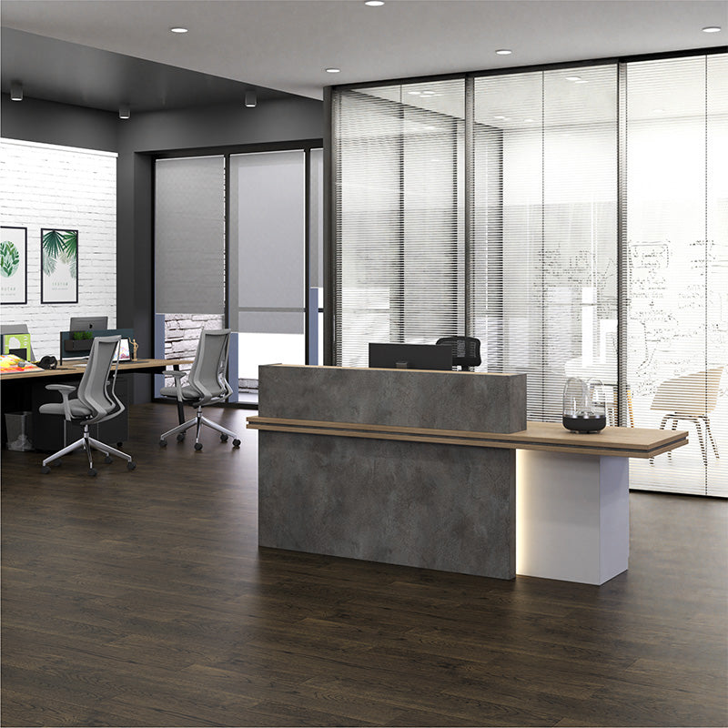 JARIN Reception Desk 2.4M Right Panel - Carbon Grey & White Colour