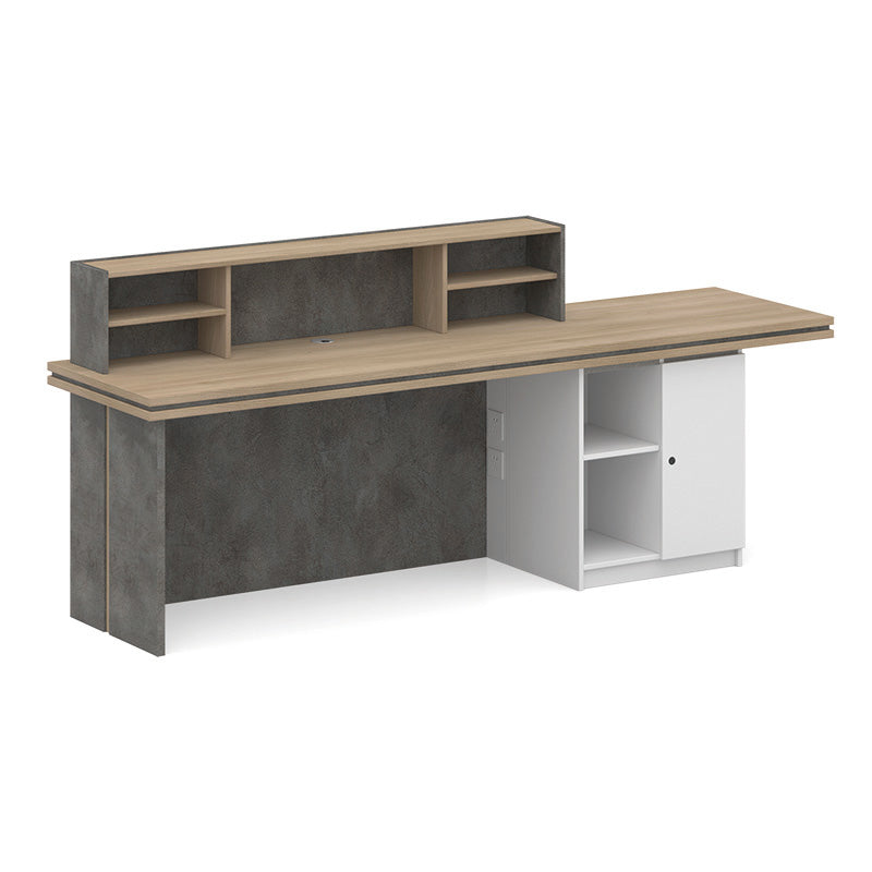 JARIN Reception Desk 2.4M Left Panel - Carbon Grey & White Colour