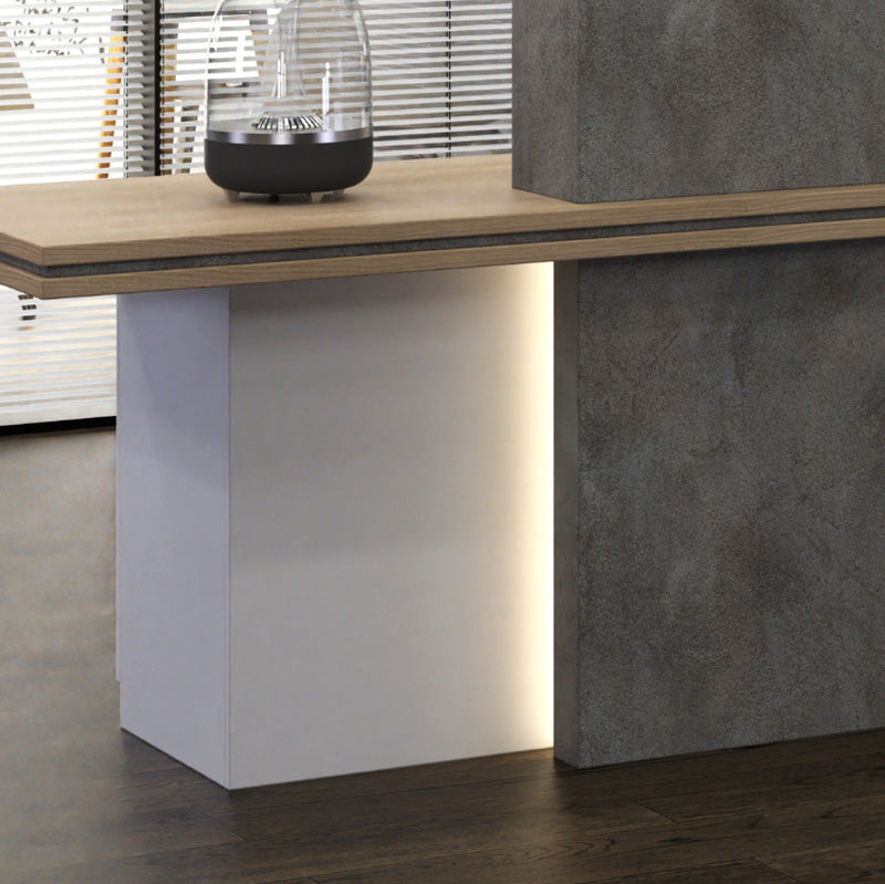 JARIN Reception Desk 2.4M Left Panel - Carbon Grey & White Colour
