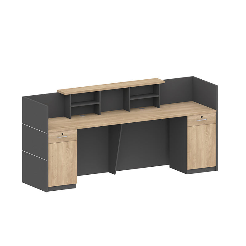 BELEN Reception Desk 2.4M - Acacia & Carbon Grey