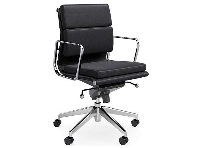 Milano Mid Back Chair with Chrome frame and Black seat 