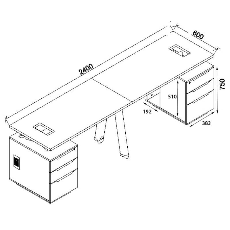ARTO 2 Person Workstation with 2 Cabinets