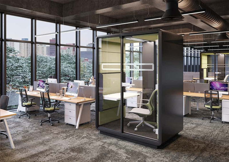 hush office work booth sit to stand pod